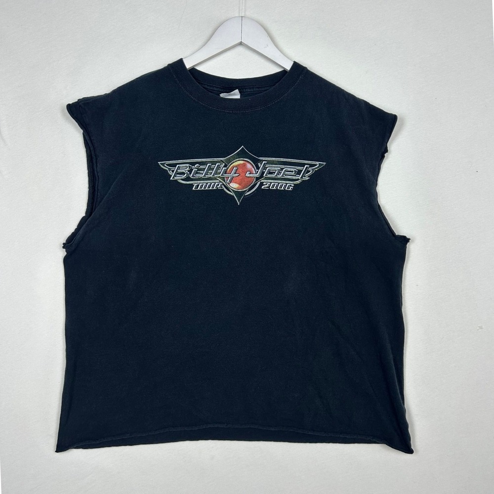 Billy Joel 2006 Tour Shirt Mens XL Black Cut Off Muscle Tee Anvil Rock Graphic